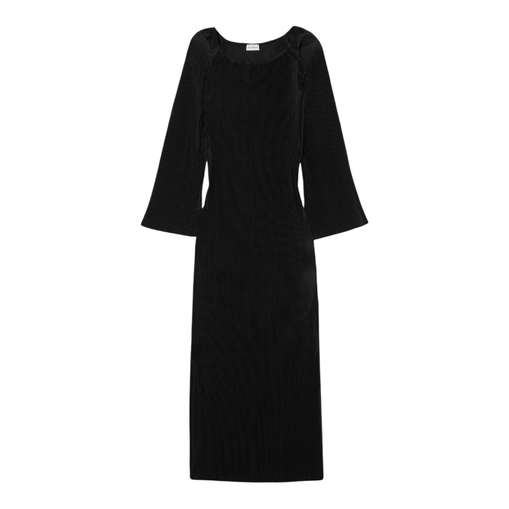 By Malene Birger Viella Black Plisse Crepe Maxi Dress Size 38